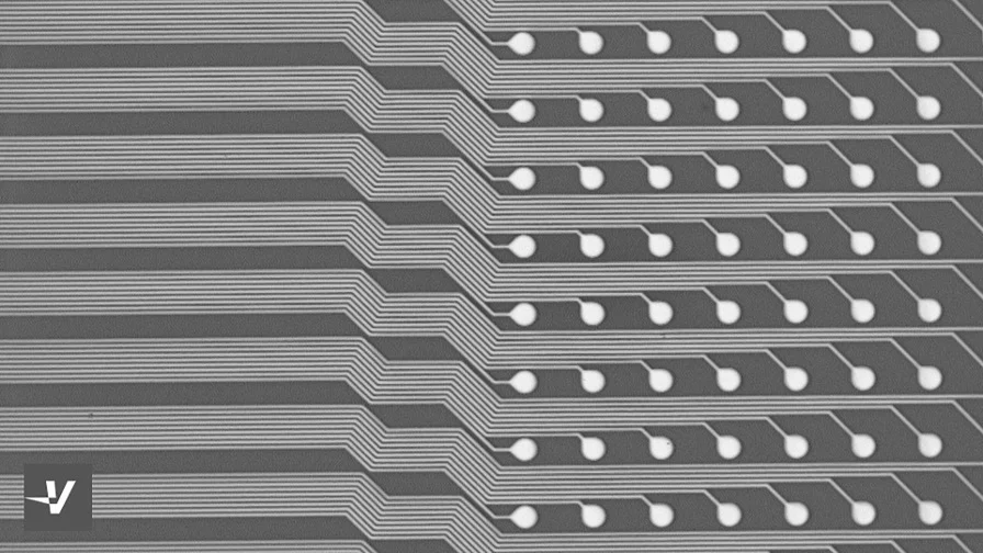 Optical micrograph of 3 µm line/space resist patterned by an LLS03